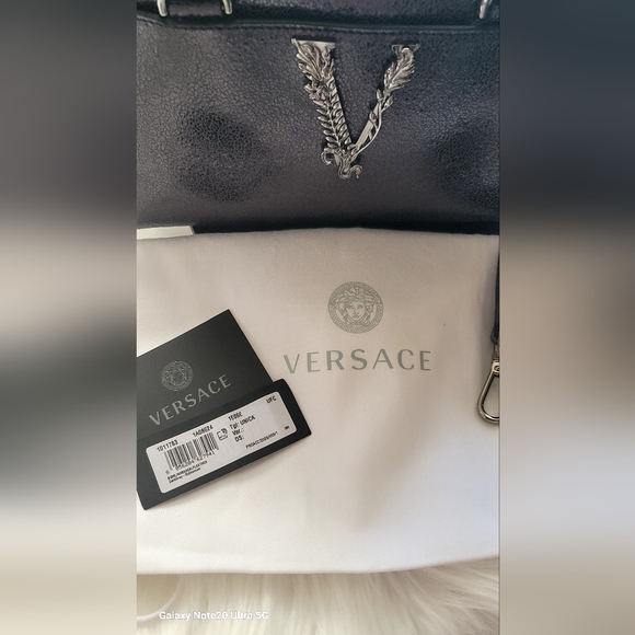 BNWT Versace Metallic Calfskin Virtus Bowling Bag! - Picture 5 of 7